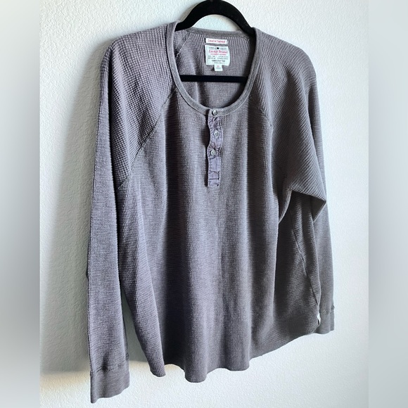 Lucky Brand Lived In Thermal Henley Shirt Men’s Extra Large XL Gray Cotton - Picture 4 of 9